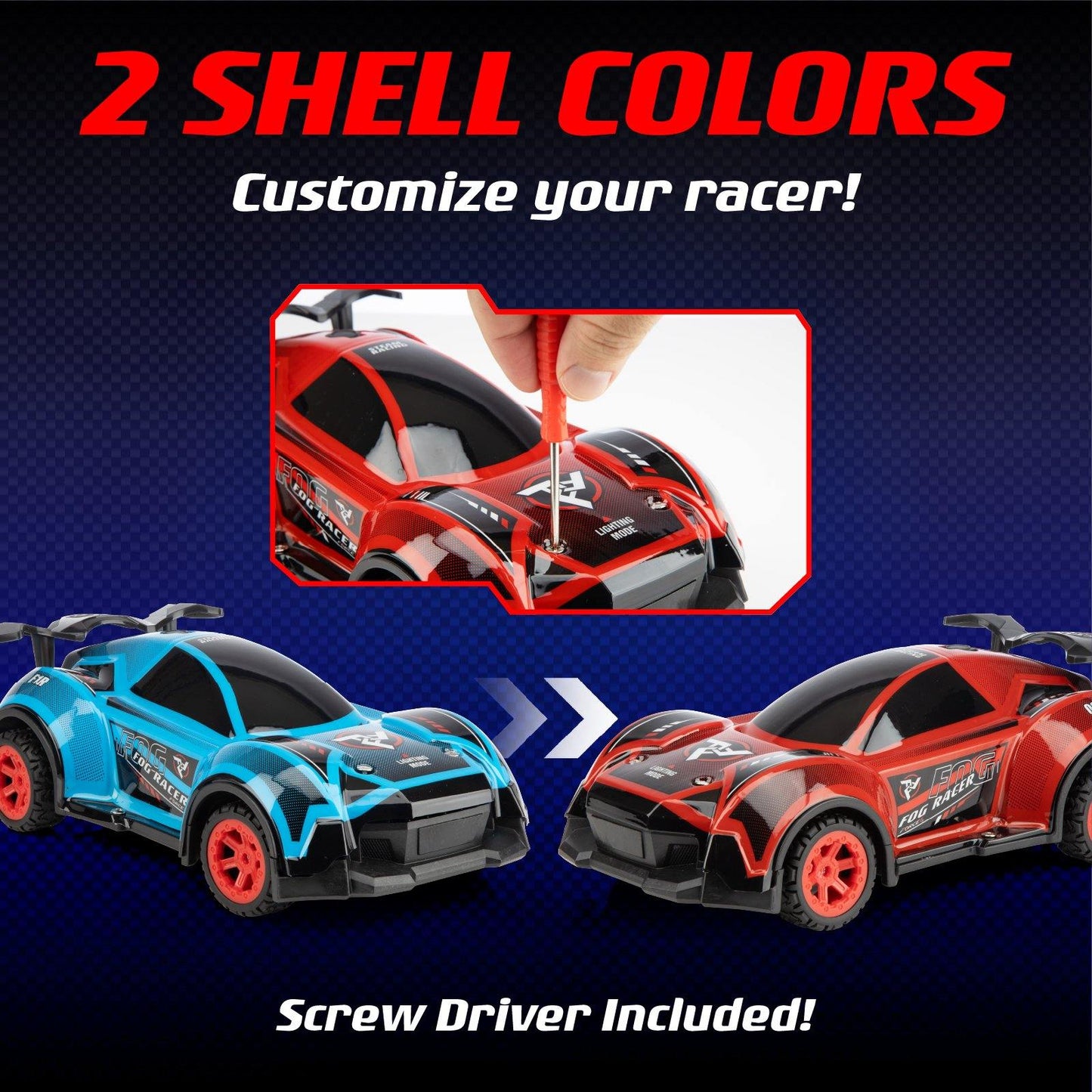 Fog Racer LED RC Car with Interchangeable Shells - Force1RC