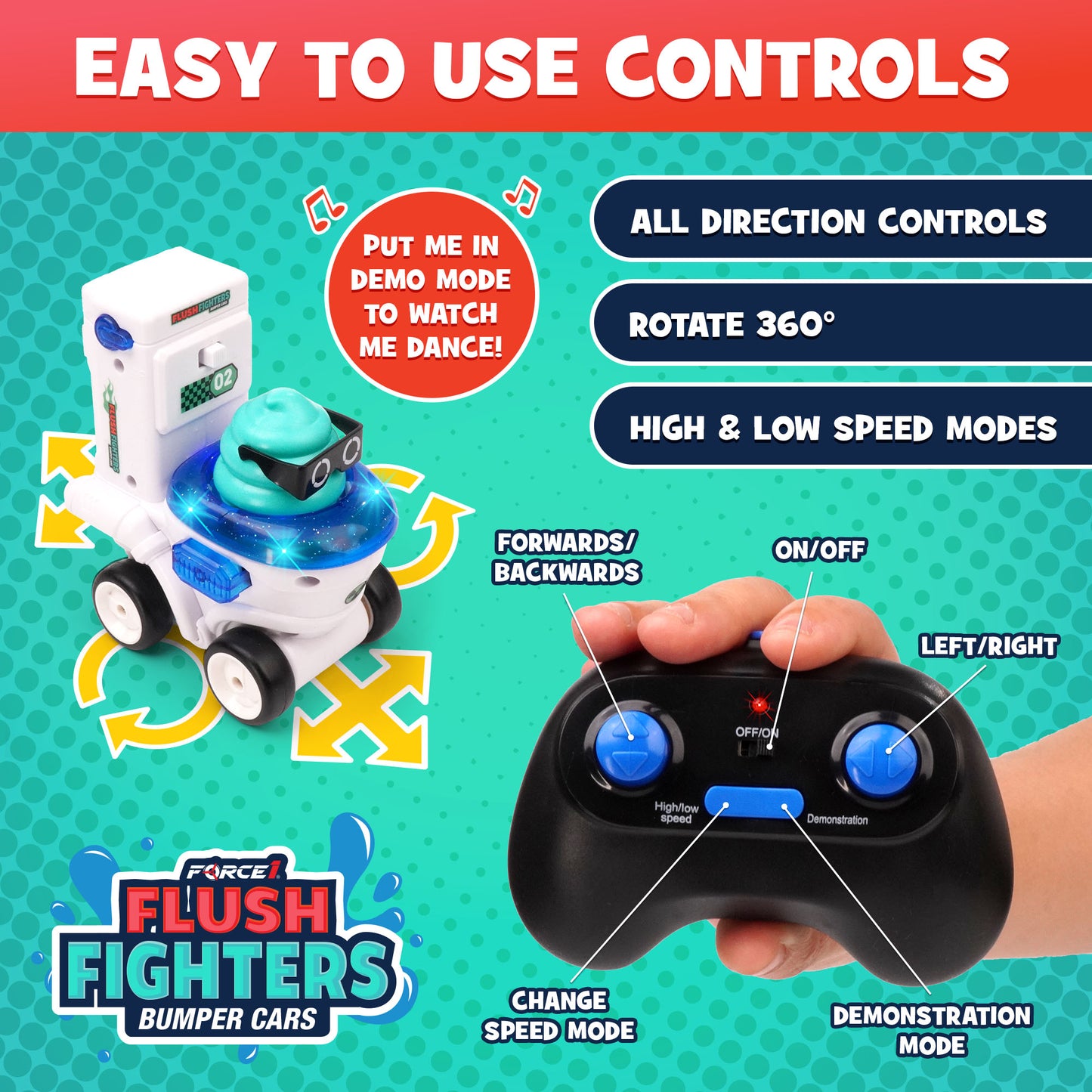 Force1 Flush Fighters Bumper Cars 2pk