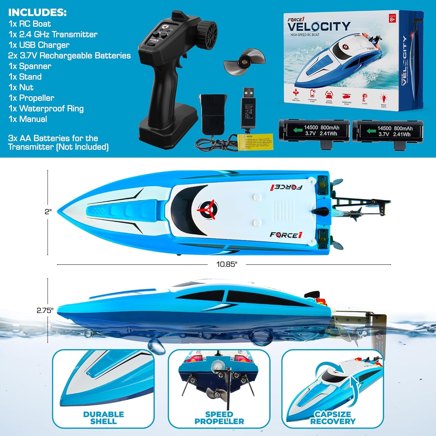 H102 velocity remote controlled boat for on sale pools and lakes