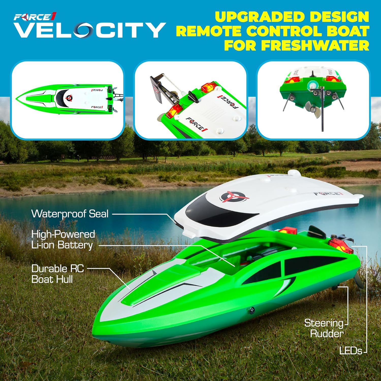 Velocity Boat Small Green – Force1RC - Main Image