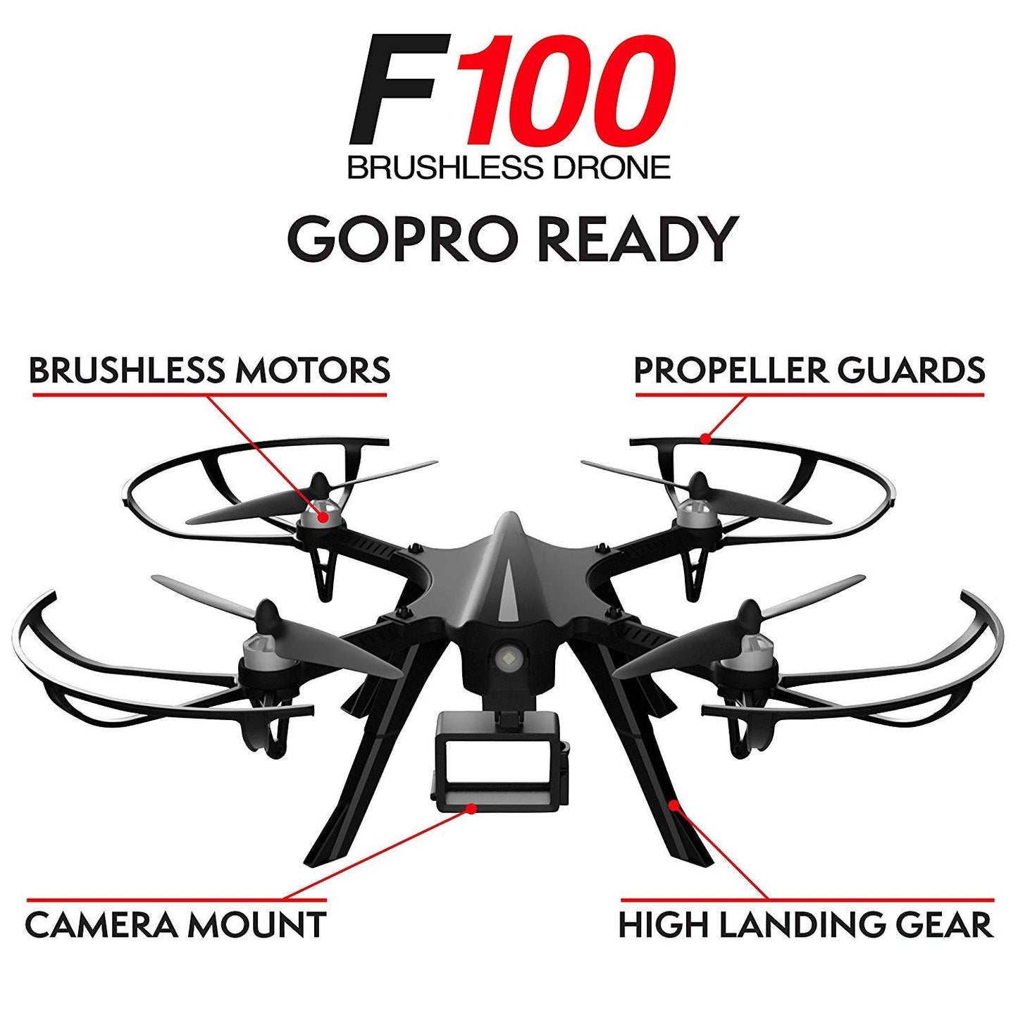Drone Ghost F100 Drone with Brushless Motors (Camera Not Included) - Force1RC