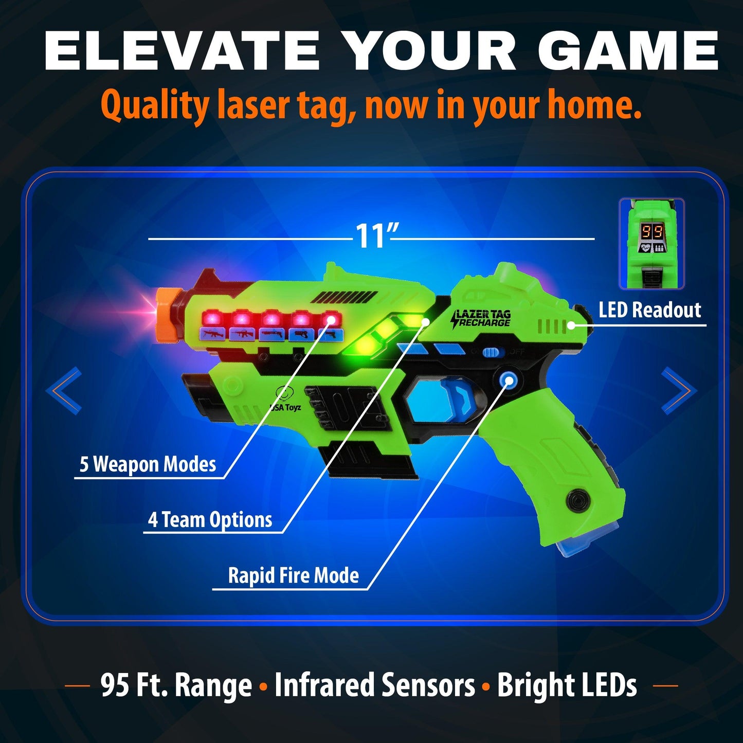 USA Toyz Rechargeable  Laser Tag Toy Guns for Boys and Girls - 4pk - Force1RC