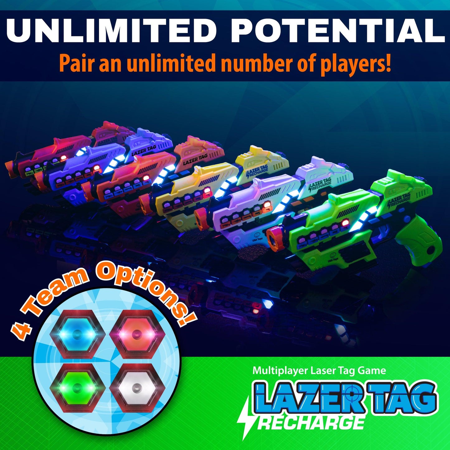 USA Toyz Rechargeable  Laser Tag Toy Guns for Boys and Girls - 4pk - Force1RC
