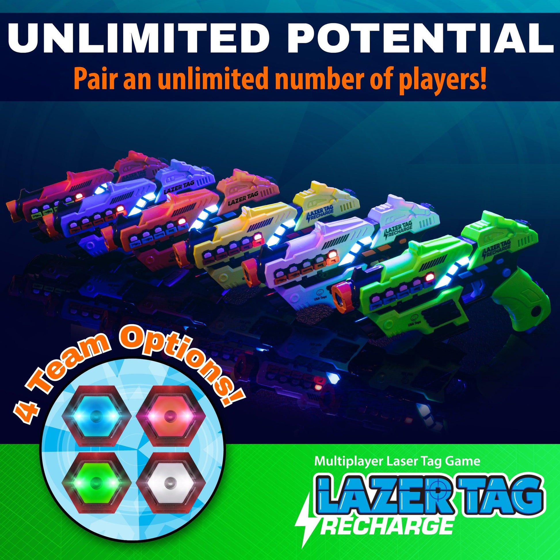 USA Toyz Rechargeable  Laser Tag Toy Guns for Boys and Girls - 4pk - Force1RC