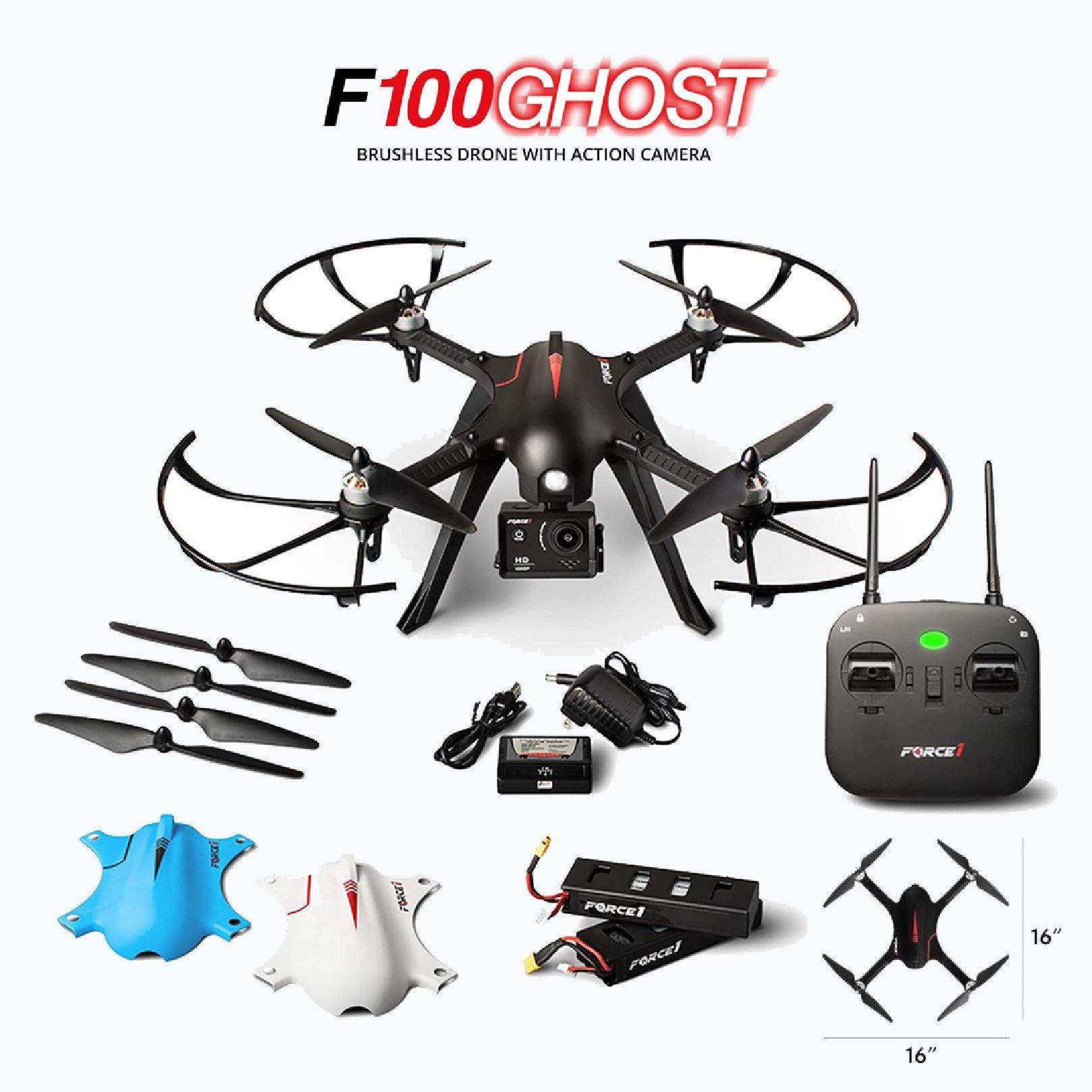 F100GP RC Brushless Motor 1080P HD Camera Drone with Extra Battery - Force1RC